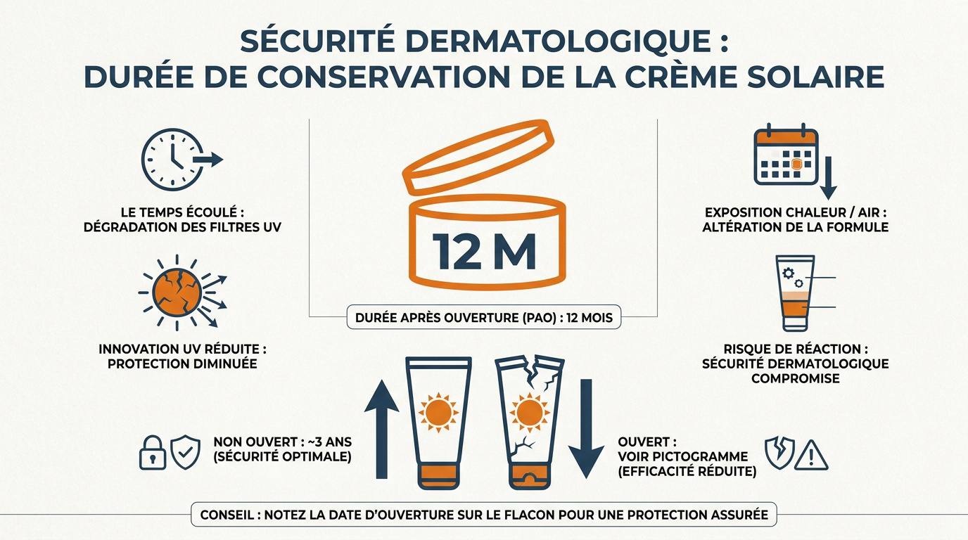Pictogramme PAO sur un tube de protection solaire