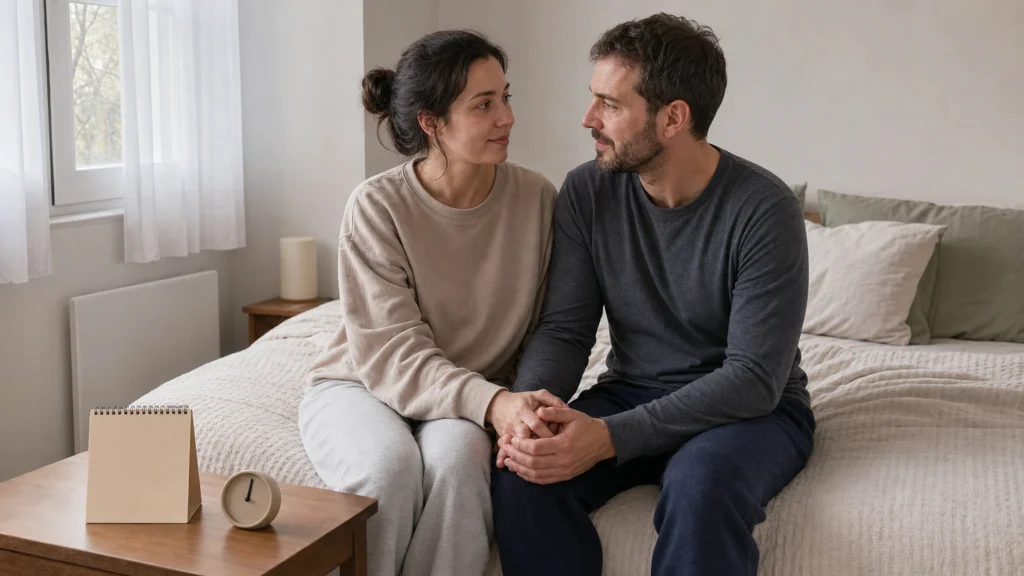 Illustration éditoriale pour l’article « Quand faire l'amour après un curetage en toute sécurité »