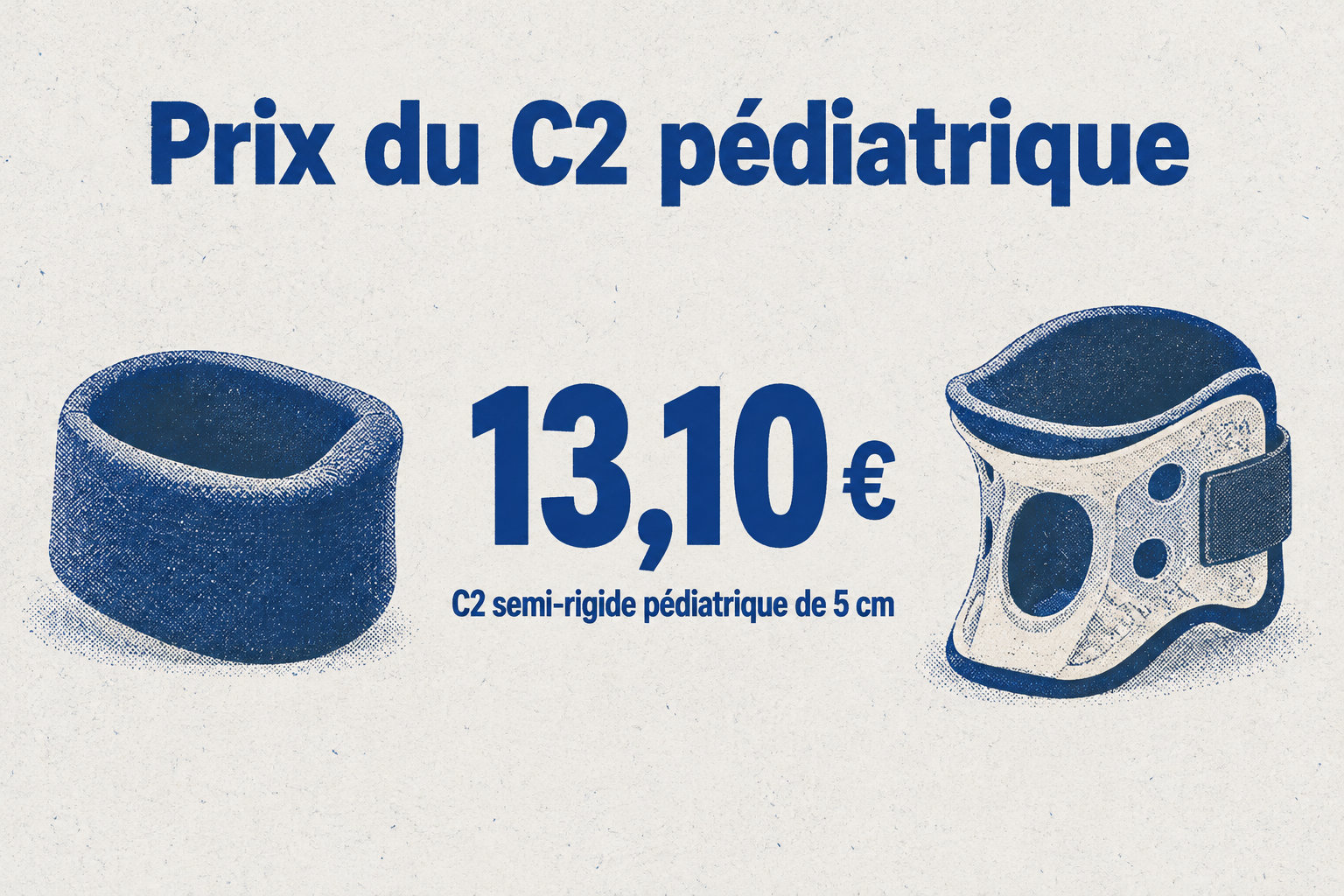 Le collier cervical pédiatrique C2 semi-rigide de 5 cm est affiché à 13,10 €.